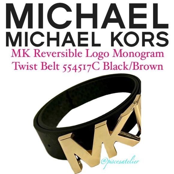 MICHAEL Michael Kors Black/Brown MK Logo Monogram Twist Reversible Belt 554517C - Picture 11 of 16
